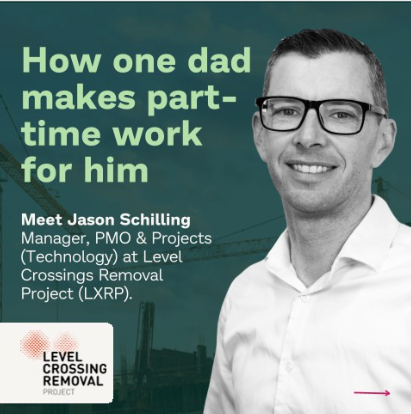 Jason Image of smiling man with words 'how one dad makes part-time work for him'
