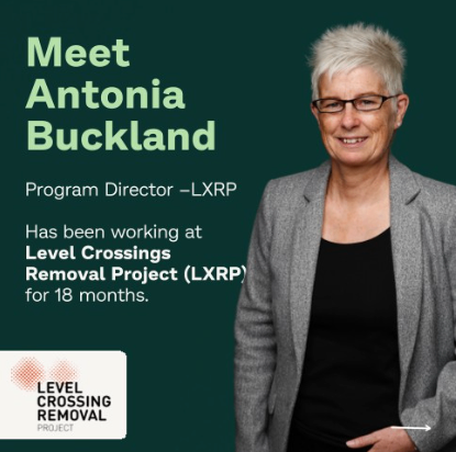 Antonia Smiling woman with the words 'Meet Antonia, program director'